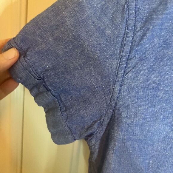 Scotch & Soda Mens Linen Blue Short Sleeve Button Down Size Medium Office Travel - Picture 8 of 9